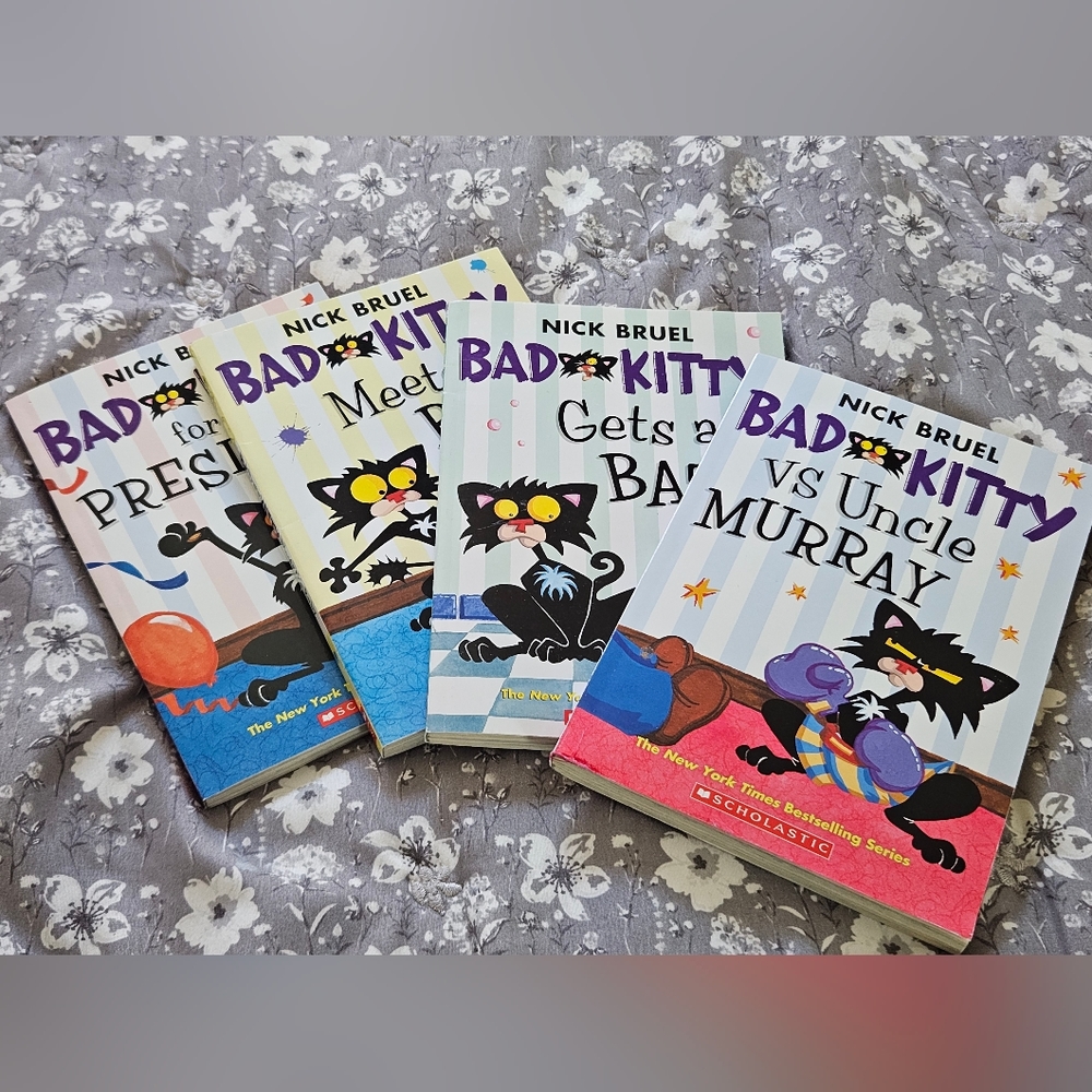 Bad Kitty Paperback Book Bundle Lot Of 4 Children's Chapter Books by Nick Bruel